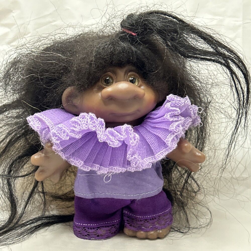 Thomas Dam Original DAM Troll Doll Black Hair Dark Complexion 1986 Rare Vtg.